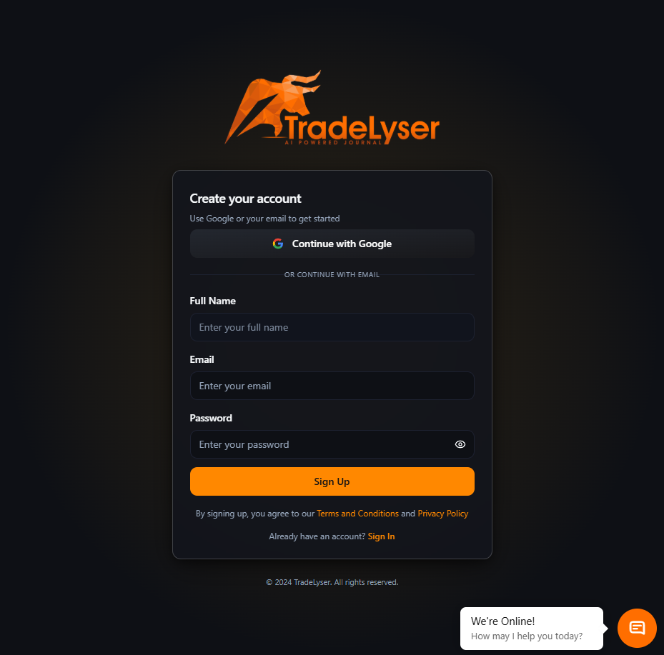 Screenshot: Registration form with all fields