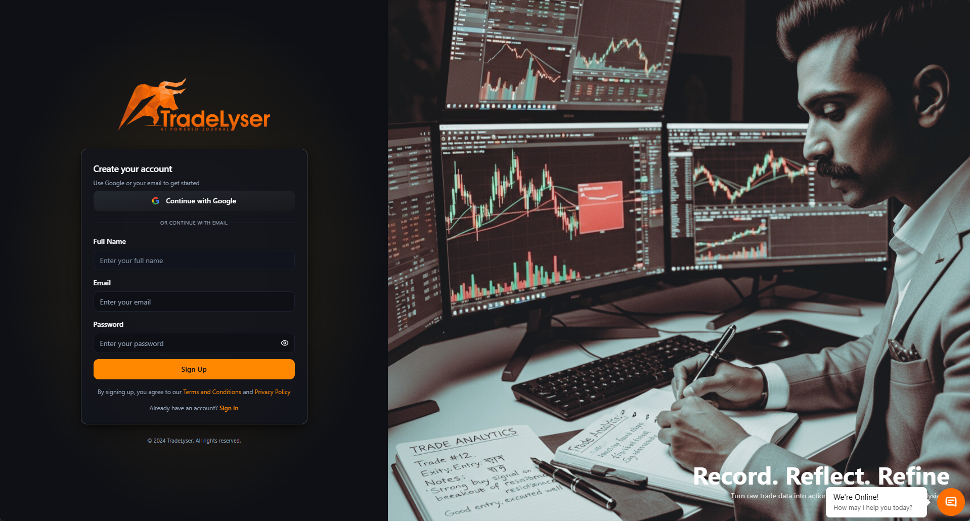 Screenshot: Login page