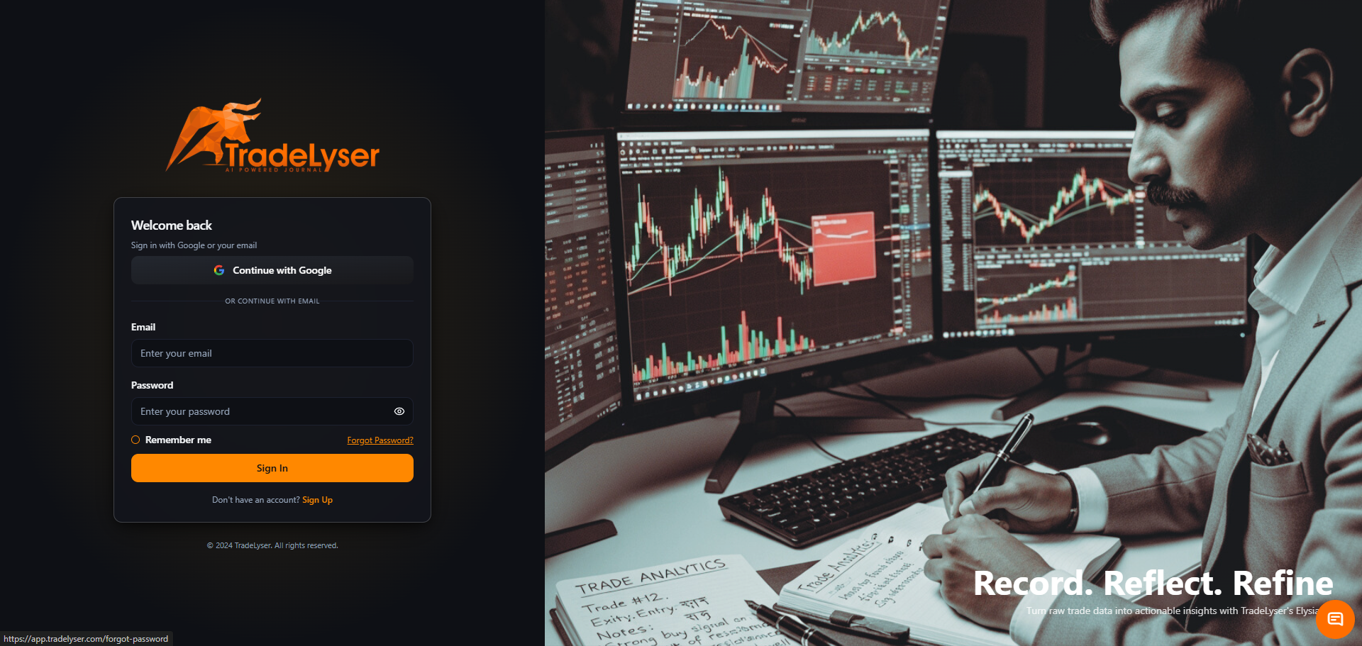 Screenshot: Forgot password link on login page
