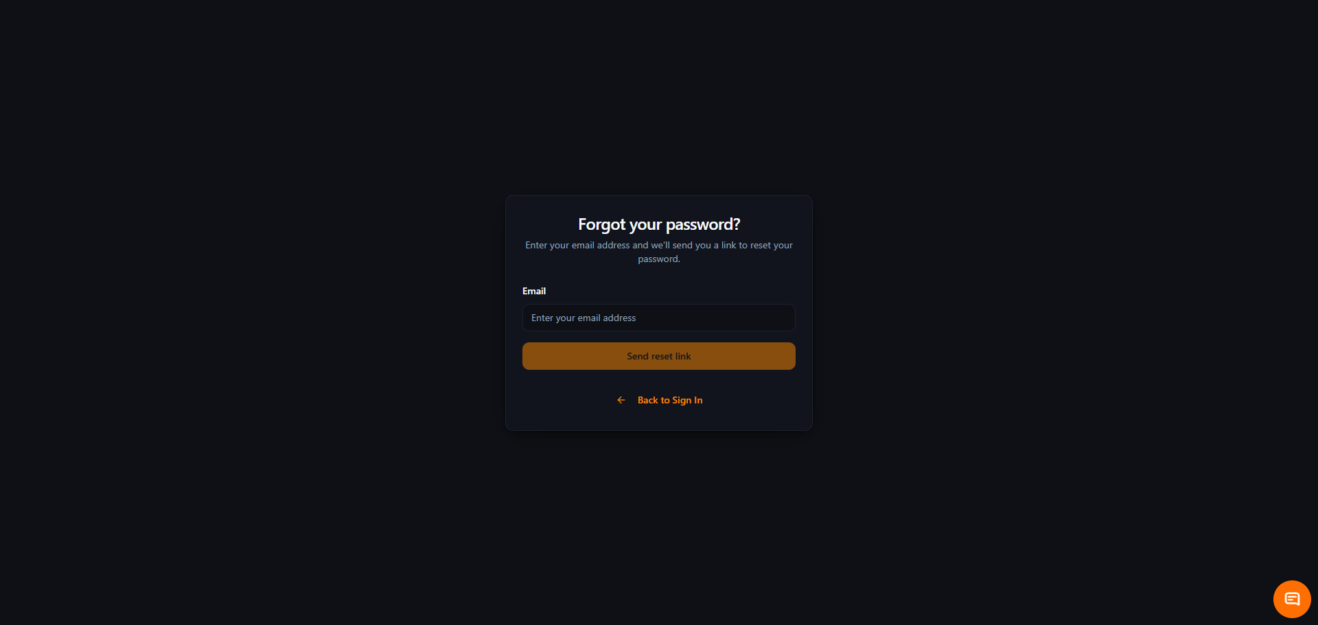Screenshot: Password reset email form