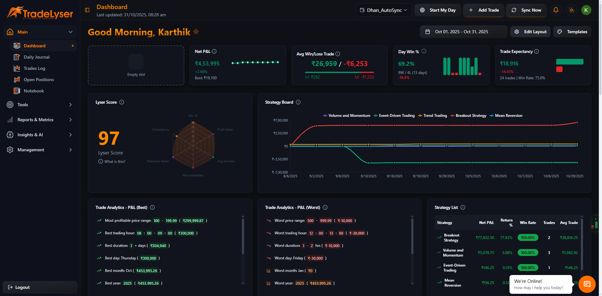 Screenshot: Win rate widget