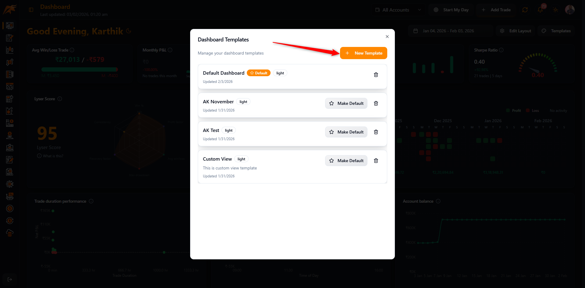 Screenshot: Edit layout button