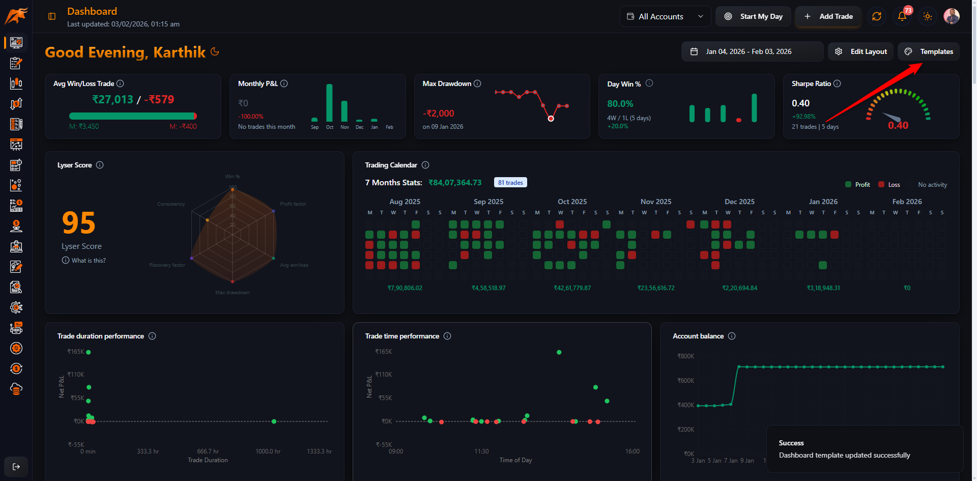 Screenshot: Edit layout button