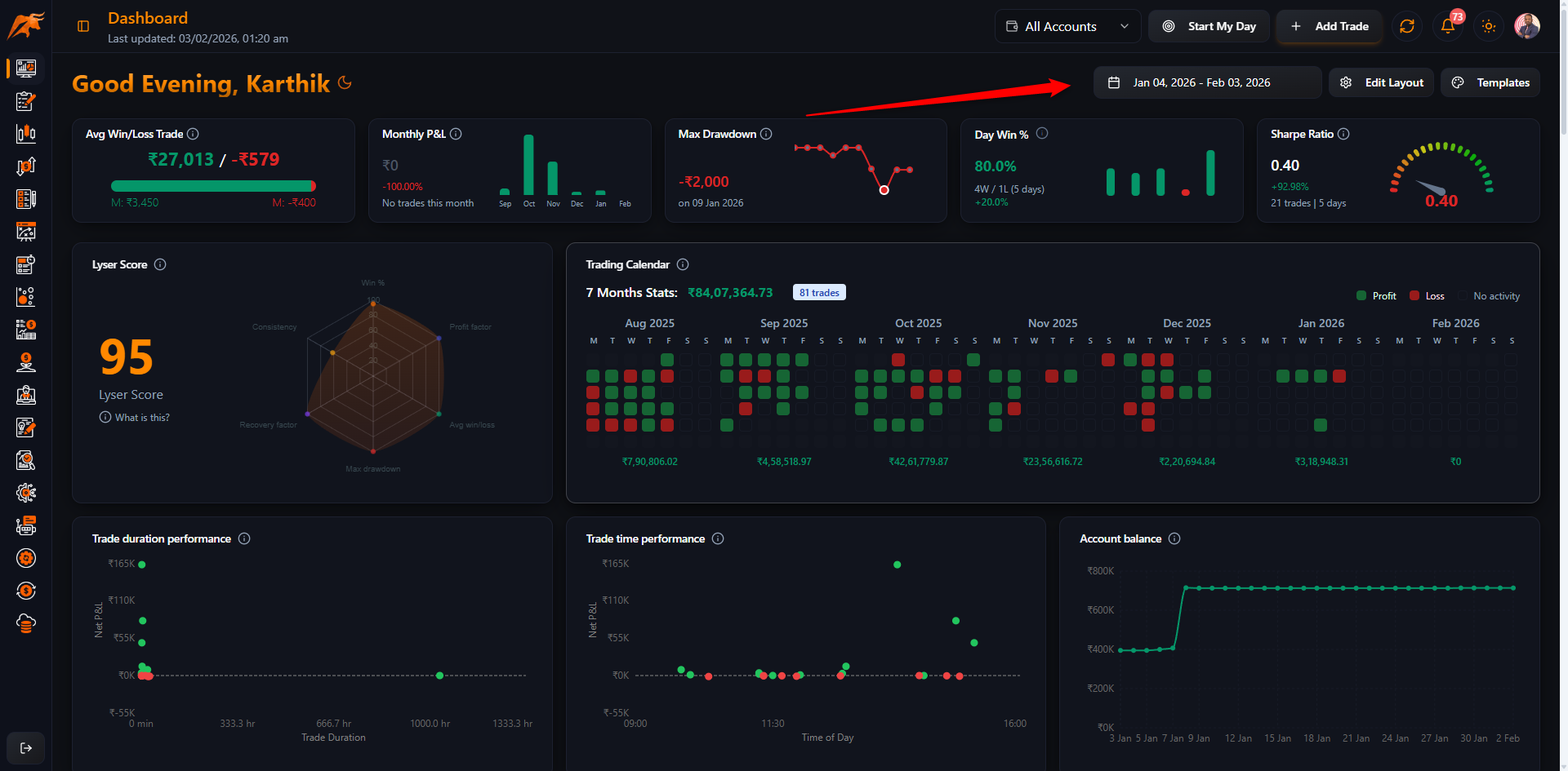 Screenshot: Date picker opened
