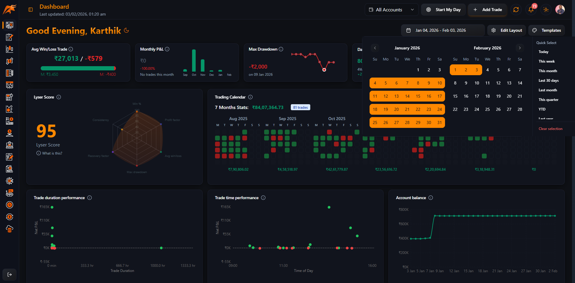 Screenshot: Date picker opened