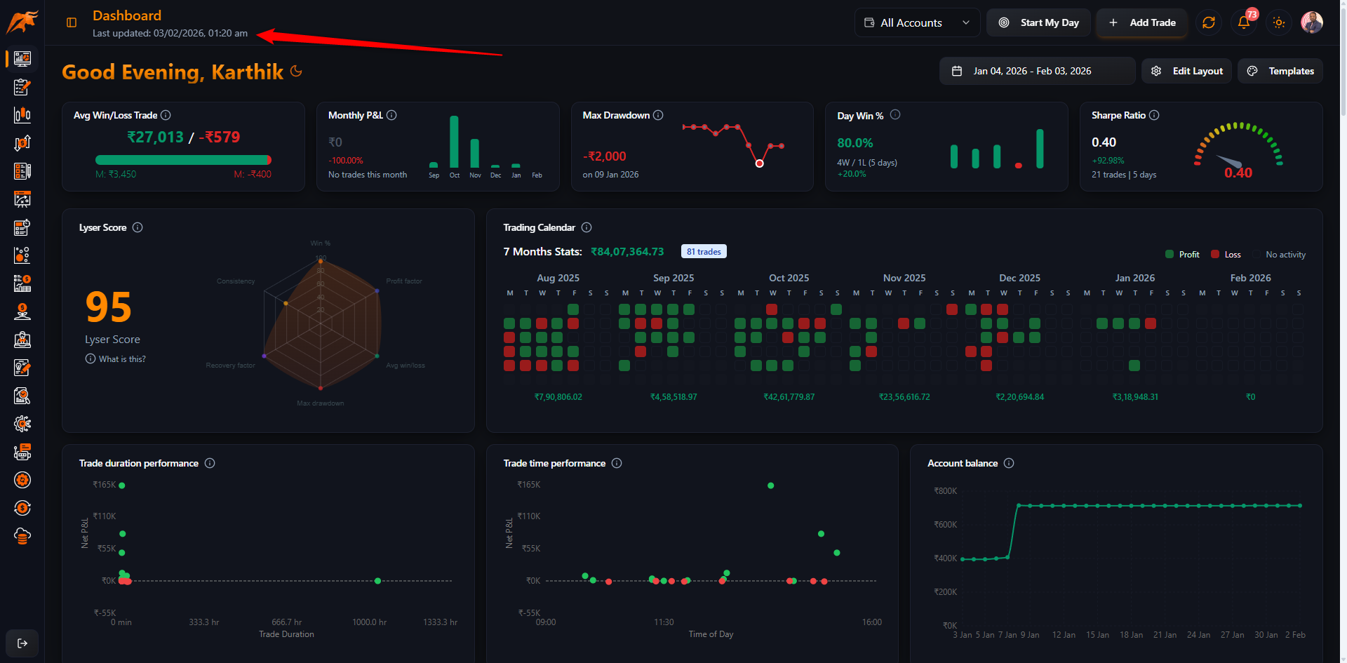 Screenshot: Date picker opened