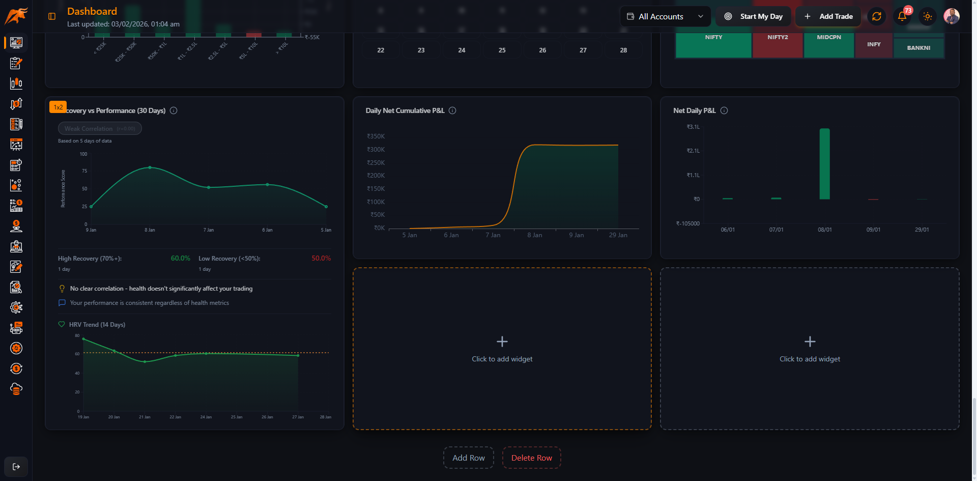 Screenshot: Empty widget slot